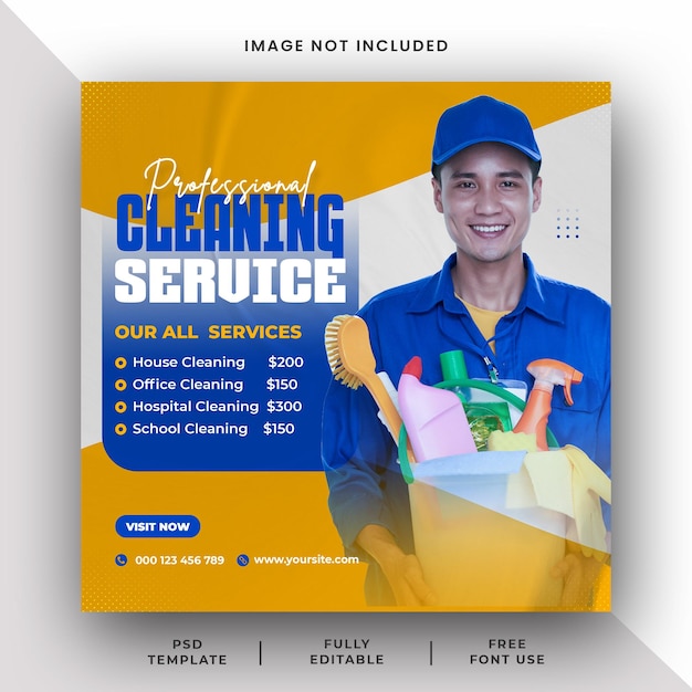 PSD professional cleaning service social media instagram post banner template