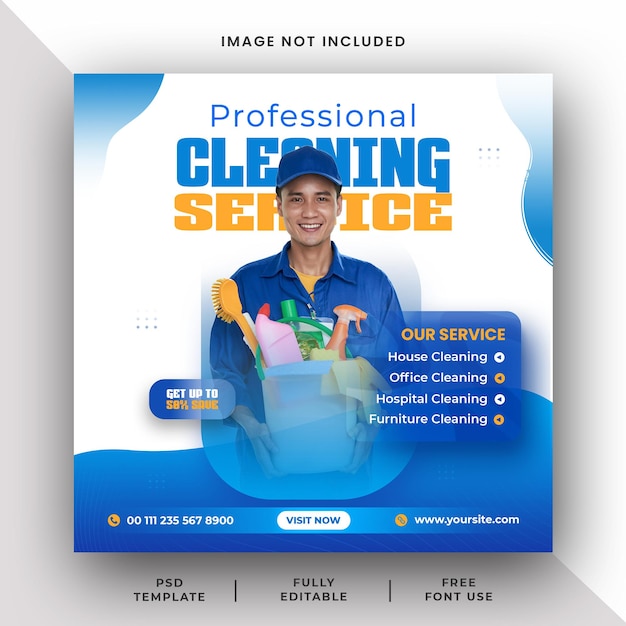 PSD professional cleaning service social media instagram post banner template