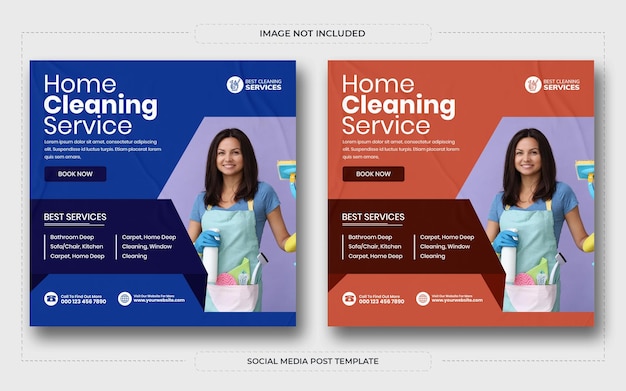 Professional cleaning services square flyer or instagram social media post template