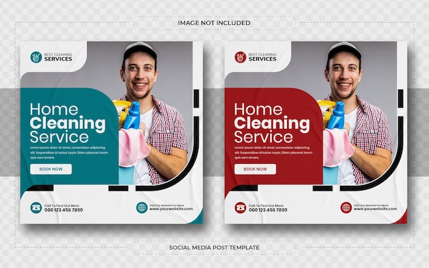 Professional cleaning services square flyer or instagram social media post template