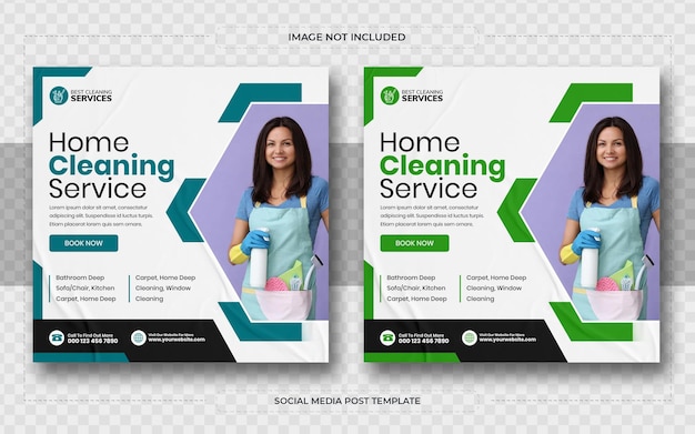 Professional cleaning services square flyer or instagram social media post template