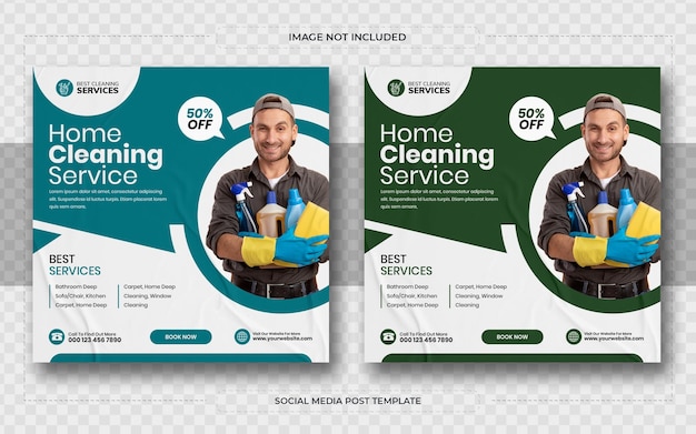 Professional cleaning services square flyer or instagram social media post template