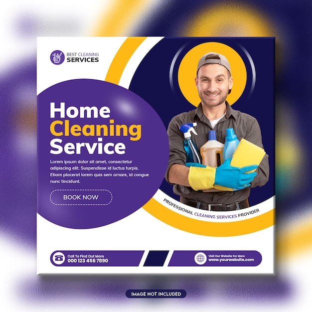 Professional cleaning services square flyer or instagram social media post template