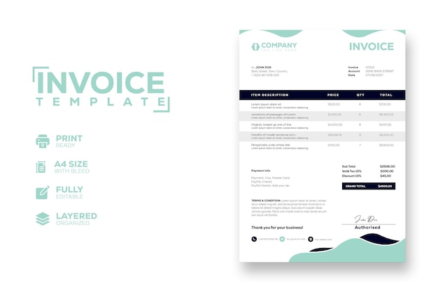 PSD professional creative modern business invoice template