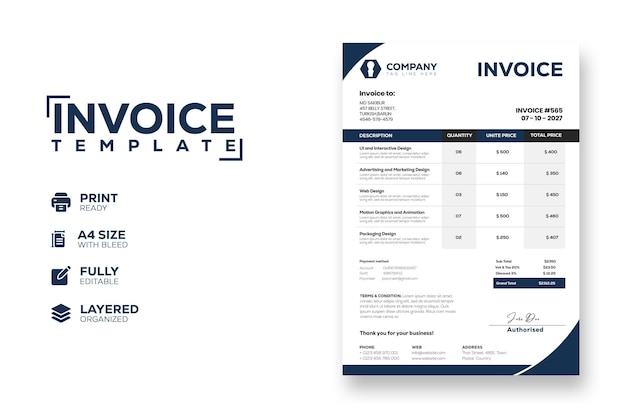 Professional Creative modern business invoice template