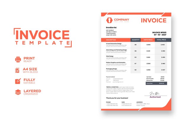 Professional Creative modern business invoice template