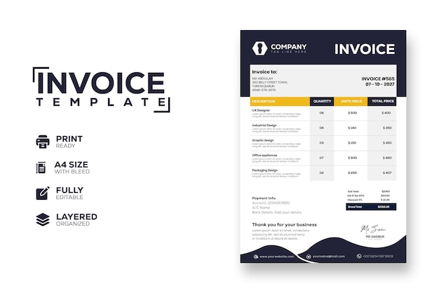 PSD professional creative modern business invoice template