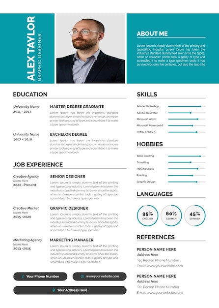 PSD professional cv resume template for job psd