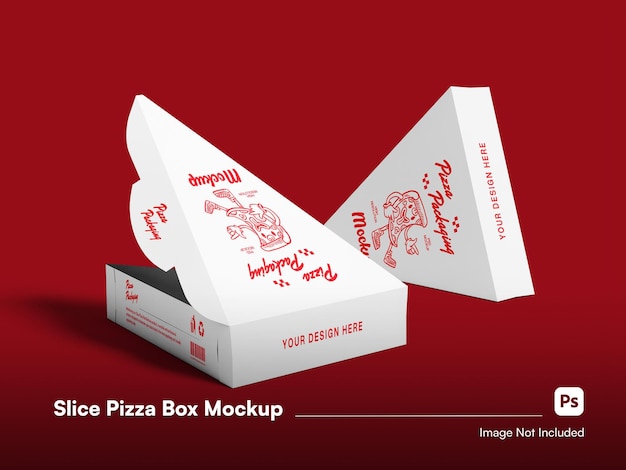 Professional Geometric Pizza Slice Box Packaging Mockup 3D Isolated