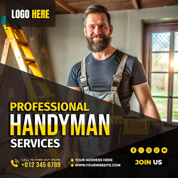 Professional Handyman banner copy space poster and flyer