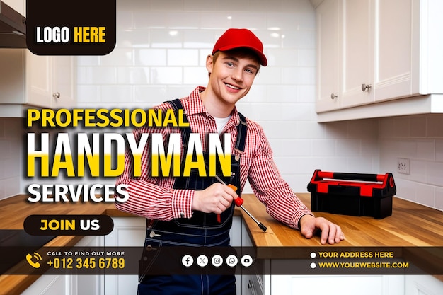 Professional Handyman banner copy space poster and flyer