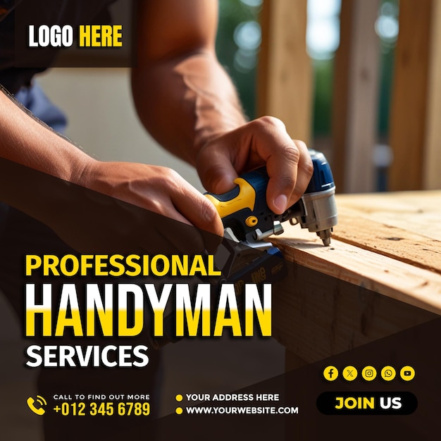 Professional Handyman banner copy space poster and flyer