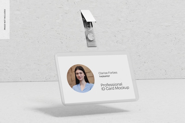 Professional ID Card Mockup Left View