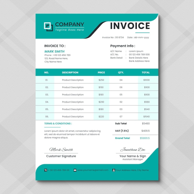 Professional Invoices Elegant bill form business invoice accounting template Cash Memo print Book