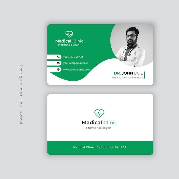 PSD professional medical healthcare or doctor business card template design