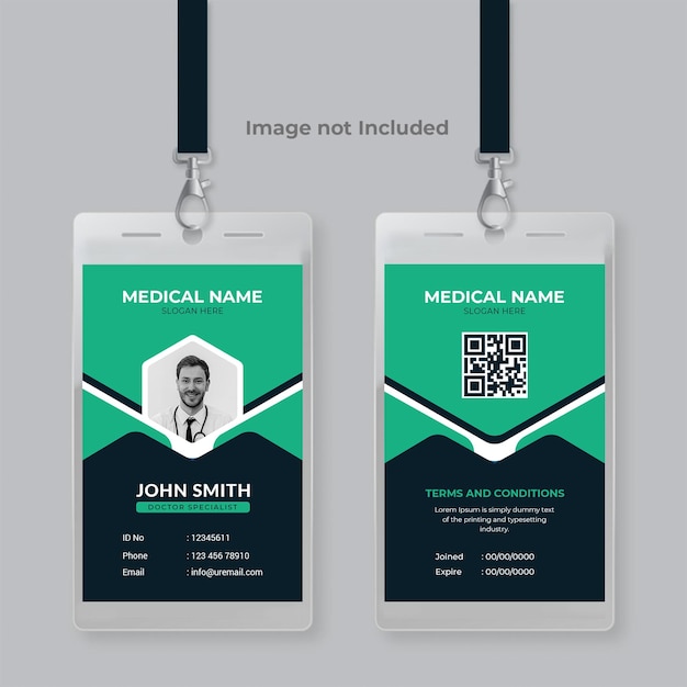 Professional medical style doctor id card design