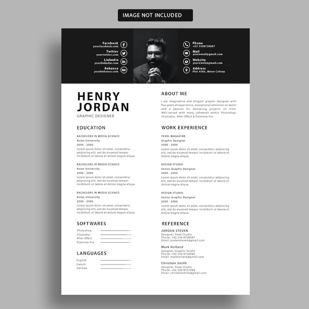 Professional Minimalist Resume CV PSD Template