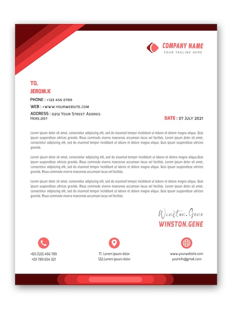 Professional and modern corporate letterhead template