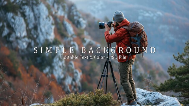 PSD professional nature photographer on hike with his photography equipment