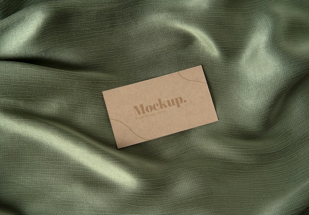 Professional paper business card mock-up of fabric