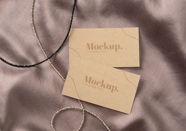 Professional paper business card mock-up of fabric