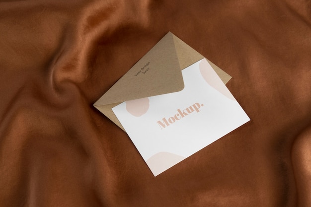 Professional paper business card mock-up of fabric