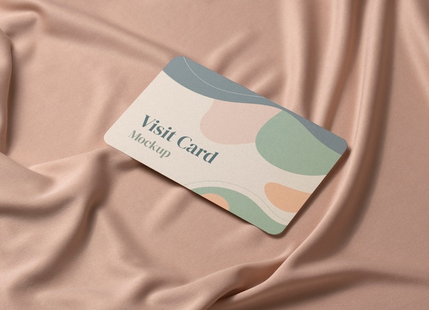 Professional paper business card mock-up of fabric