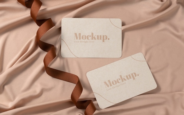 Professional paper business card mock-up of fabric