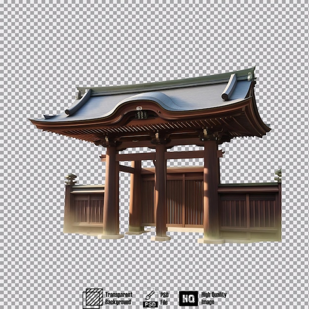 PSD professional photograph of a majestic japanese shrine gate on transparent background