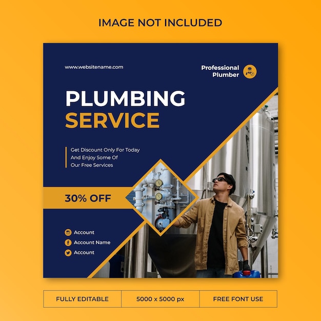 Professional plumber instagram post social media template