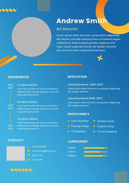 Professional Resume CV Template Layout