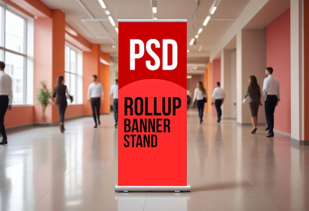 PSD professional rollup banner stand mockup for exhibitions