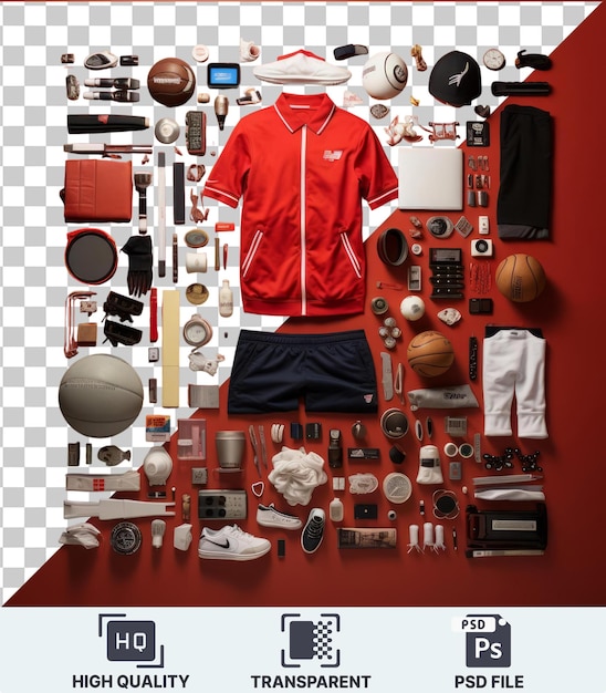 professional sports memorabilia collection set up on a red background