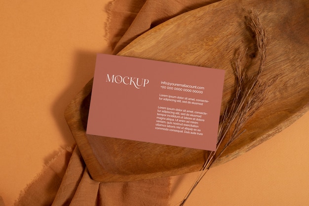 Professional terracotta business card mock-up with shadow