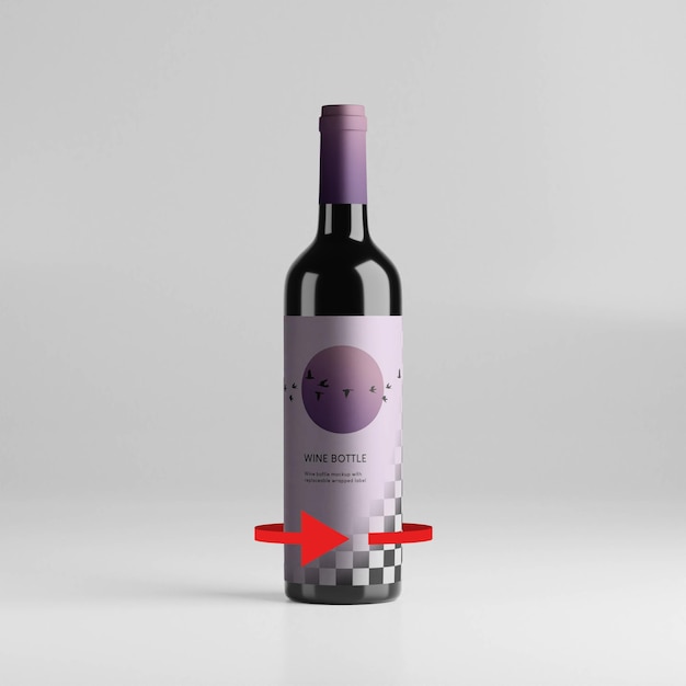 PSD professional wine bottle mockup with replaceable wrapped label