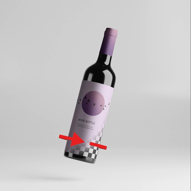 Professional Wine Bottle Mockup with Replaceable Wrapped Label