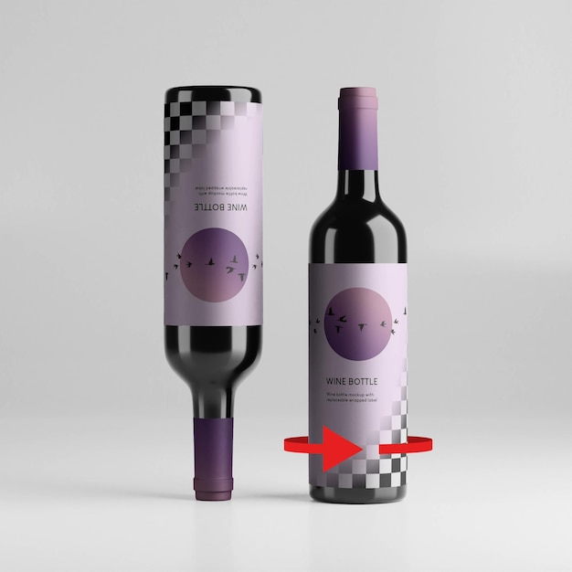 Professional Wine Bottle Mockup with Replaceable Wrapped Label