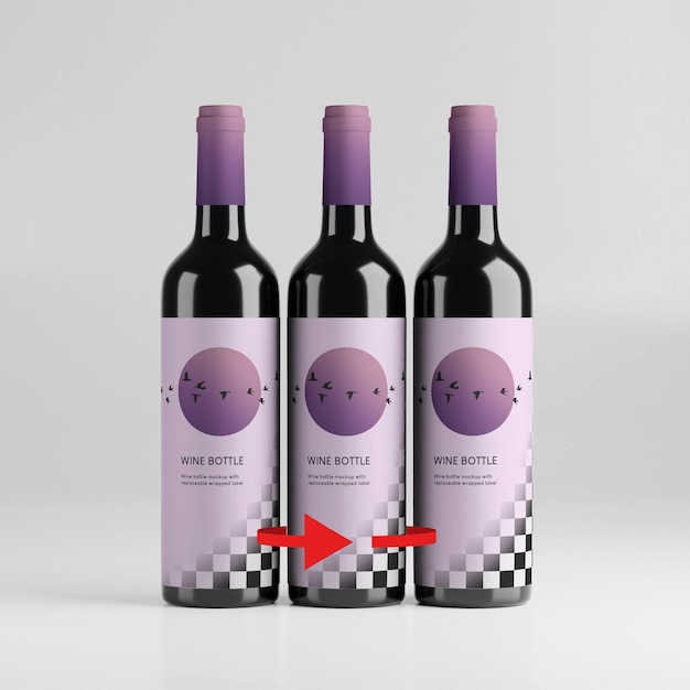 Professional Wine Bottle Mockup with Replaceable Wrapped Label