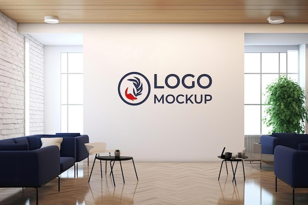 Professionally Rendered Logo Mockup on Clean Office Wall