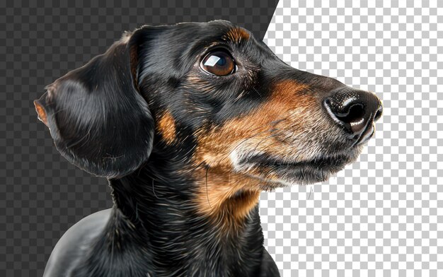 Profile of a black and tan dachshund on transparent background stock png