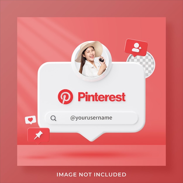 Profile on pinterest 3d render with search engine