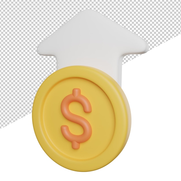 Profits Income Increase side view 3 rendering icon illustration on transparent background