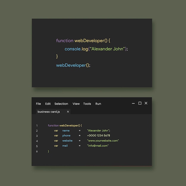 PSD programmer or web developer business card template