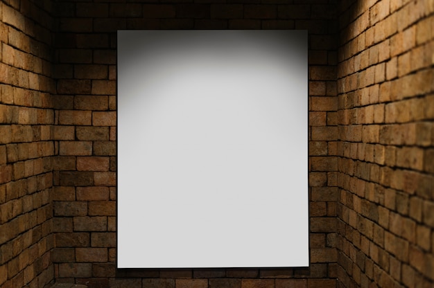 PSD projector mockup against a brick wall