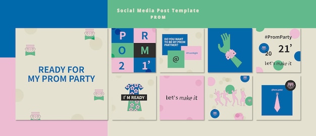 Prom party instagram posts pack