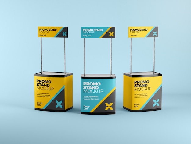 Promo stand with editable mockup psd