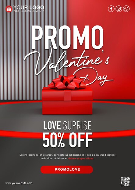 PSD promo valentines day a love flyer