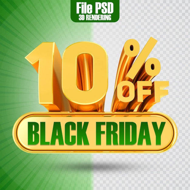 Promotion Black Friday Text Gold 10 3D Rendering