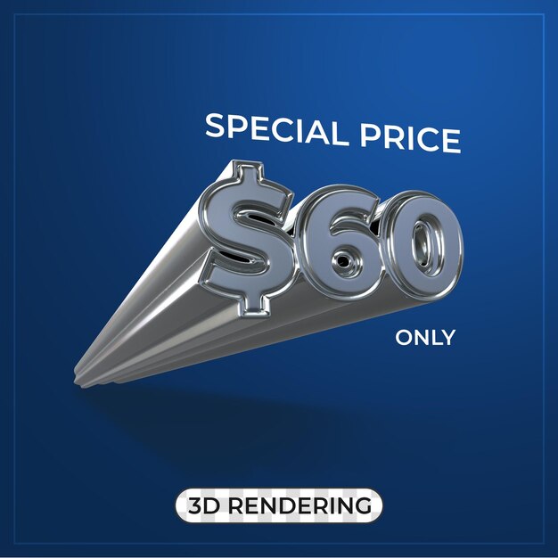 Promotion Poster 3D Text tittle 60US Dollar 3D rendering