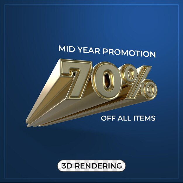 Promotion Poster 3D Text tittle 70 Percent 3D rendering